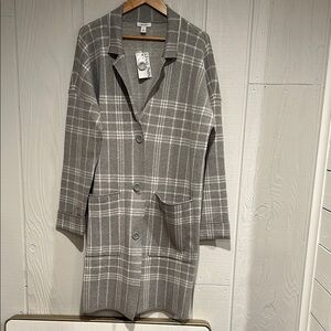 Nine West Gray Plaid Coat